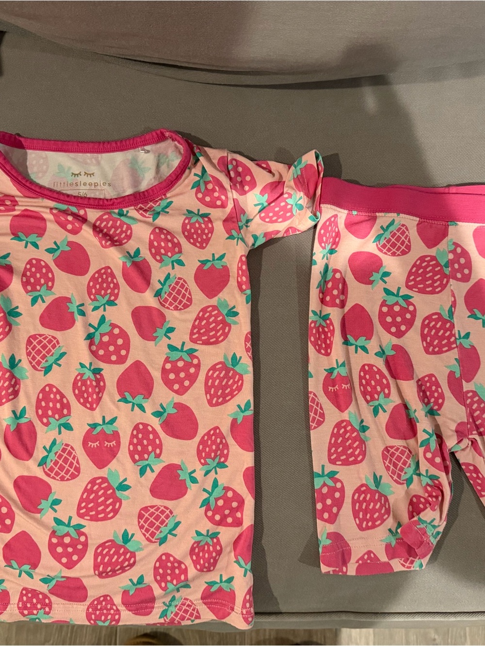 Little Sleepies Pink Strawberry Print Pajama Set